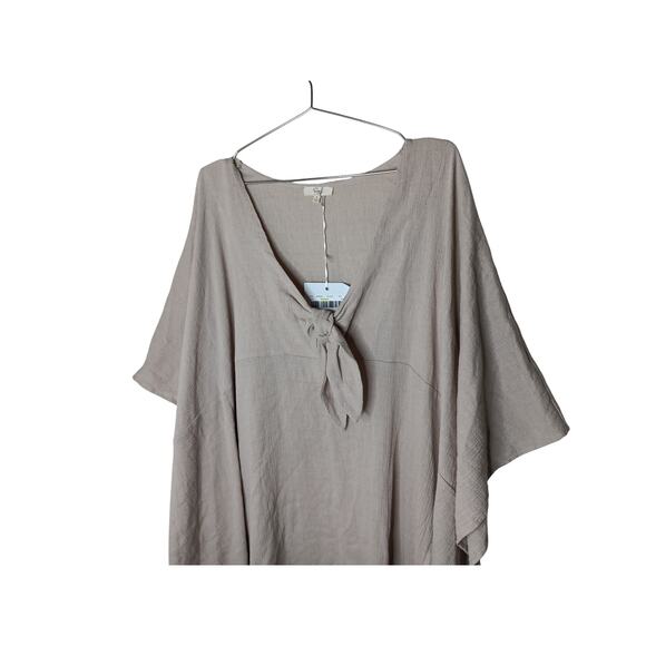 New Easel Kaftan Dress Small Beige Oversized Boho Cotton Tie Front Lounge - Picture 5 of 13